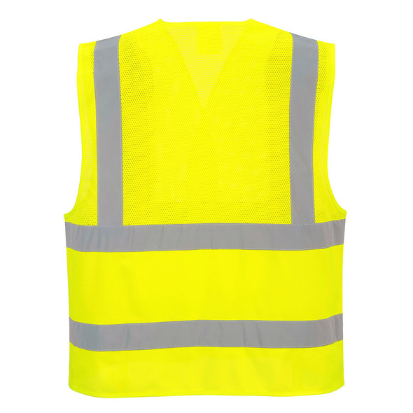 PortWest Class 2 Hi Vis Economy Mesh Vest UC494 Yellow Back