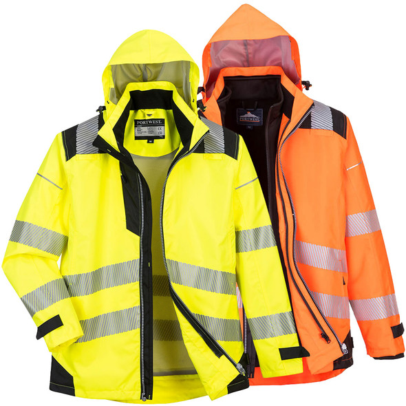PortWest Class 3 Hi Vis Yellow 3-in-1 Jacket PW365