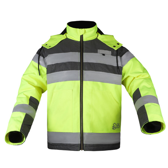 GSS Class 3 Hi Vis Lime Black Bottom ONYX QUARTZ Teflon Shield Safety Jacket 8515 Front