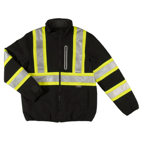 Tough Duck Class 1 Enhanced Visibility Two-Tone X-Back Black Reversible Safety Jacket SJ27BLK Front