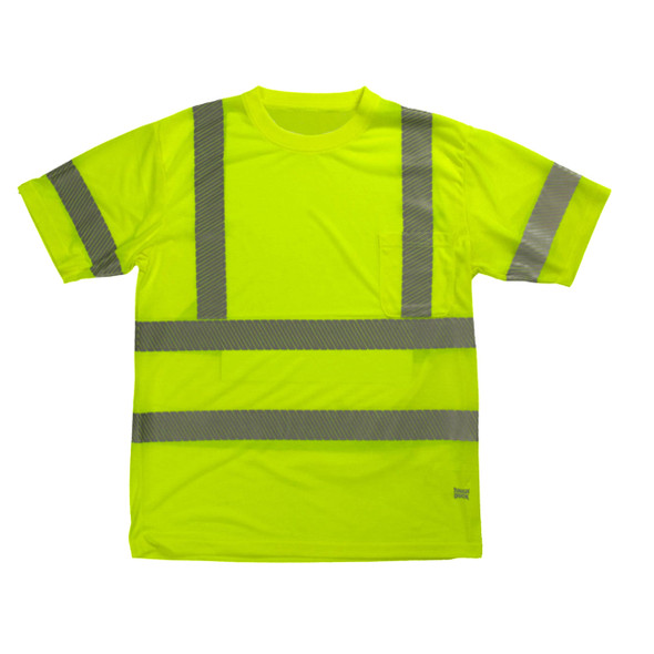 Tough Duck Class 3 Hi Vis T-Shirt with Segmented Reflective X-Back ST12 Green Front