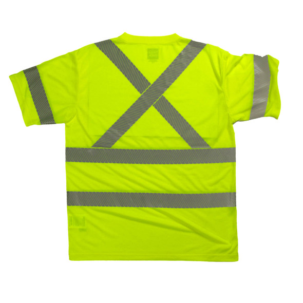 Tough Duck Class 3 Hi Vis T-Shirt with Segmented Reflective X-Back ST12 Green Back