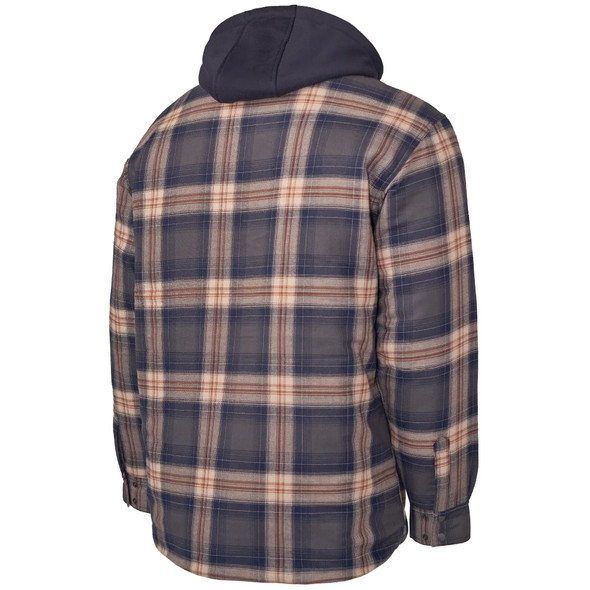 Tough Duck Quilt Lined Hooded Flannel Jac-shirt Navy-Brown Plaid