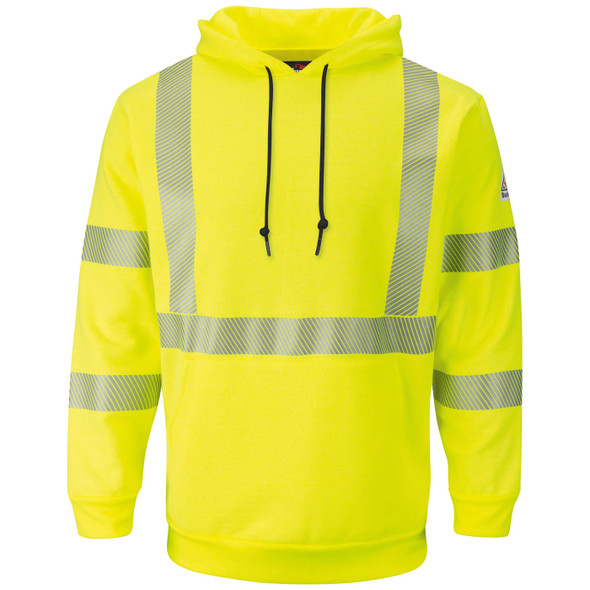 Bulwark FR Class 3 Hi Vis Yellow Pullover Hooded Sweatshirt SMH4 Front