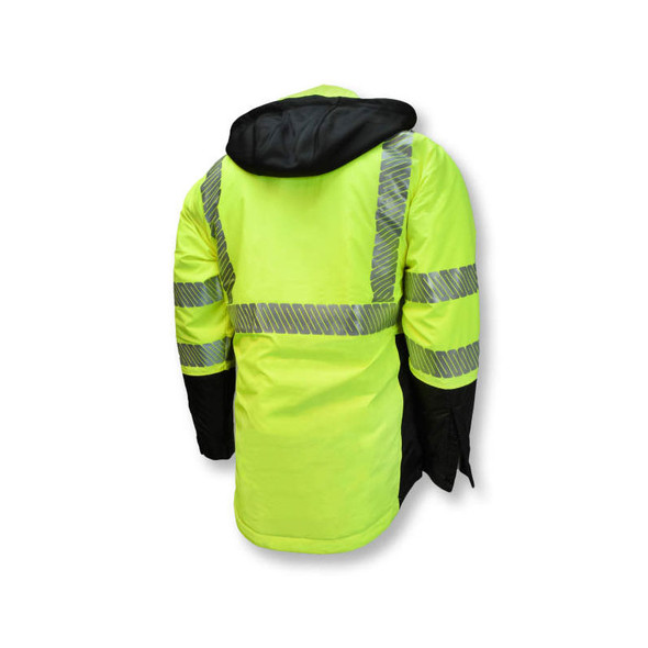 Radians Class 3 Hi Vis Green Black Bottom Wind Jacket with Segmented Reflective Tape SJ04 Back