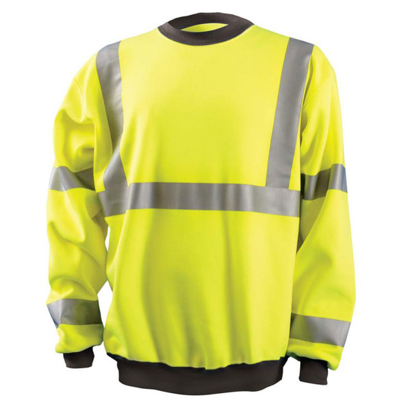 Occunomix Class 3 Hi Vis Yellow Crew Sweatshirt with Black Trim LUX-CSWT-Y Front