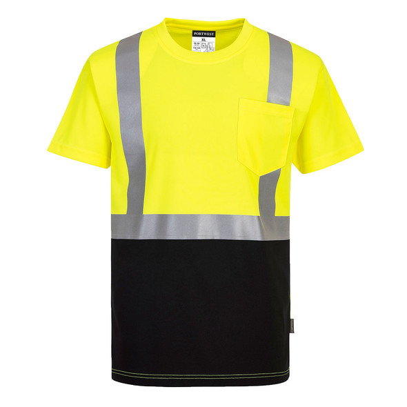 PortWest Class 2 Hi Vis Nashville Two-Tone T-Shirt S358 - Front