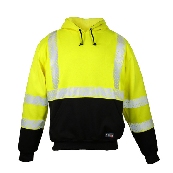 Kishigo FR Pullover Hoodie Lime Reflective Hi Vis F587