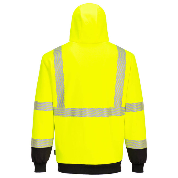 PortWest Hi-Vis Thermal Two Tone Zipped Hoodie UB325 - Back