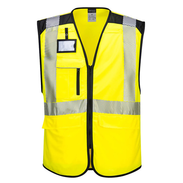 PortWest PW3 Hi-Vis Executive Vest Yellow-Black PW309