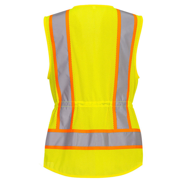 PortWest Women's Hi-Vis Contrast Tape Vest Yellow US392