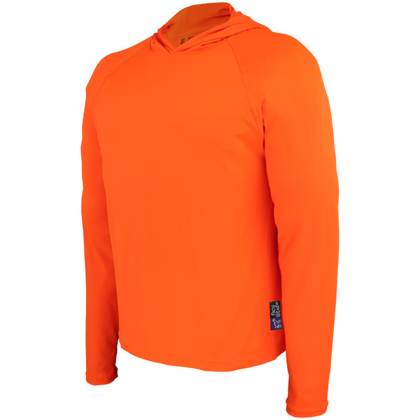FrogWear® HV Premium High-Visibility Orange Hooded Long-Sleeve Self-Wicking Shirt 