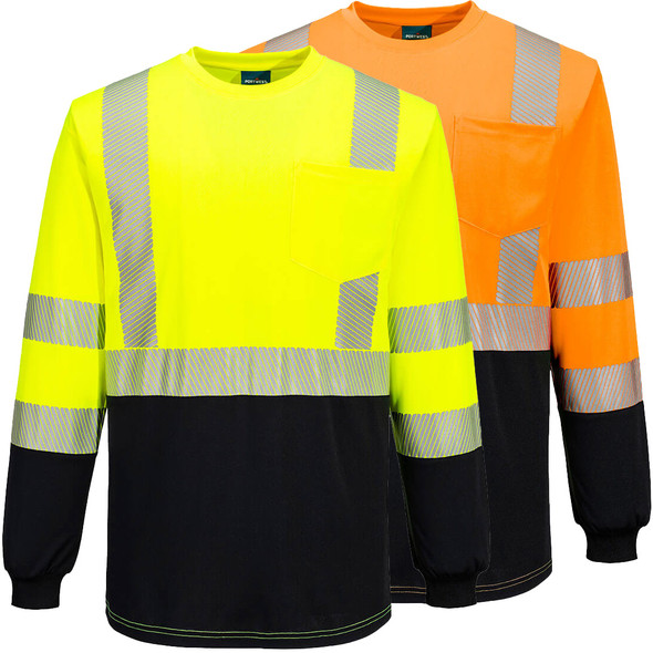 Hi-Vis Segmented Tape Contrast T-Shirt L-S S197