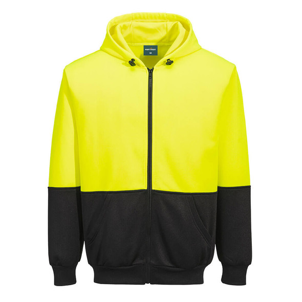 Portwest Hi-Vis Two-Tone Zip Hoodie Yellow Black UB327