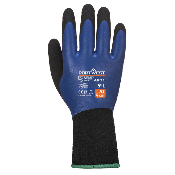 Portwest Cold 13 Latex Aqua Glove Blue-Black