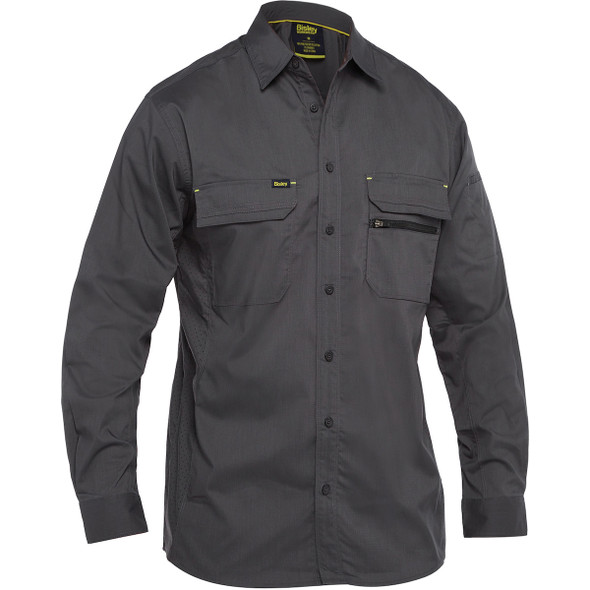 Gray Bisley® X-Airflow™ Long Sleeve Ripstop Work Shirt 400M6490