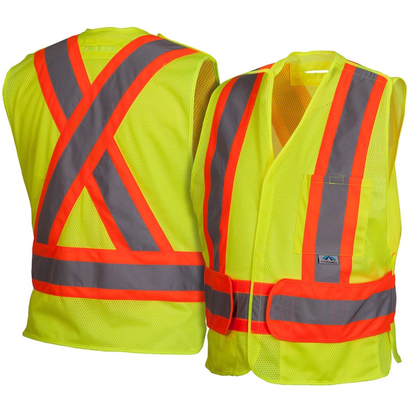 PortWest Class 2 Hi Vis Yellow Economy Mesh Break-Away Vest US384