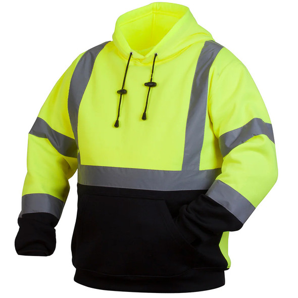Pyramex Class 3 Hi Vis Hooded Sweatshirt with Black Bottom RSSH3210