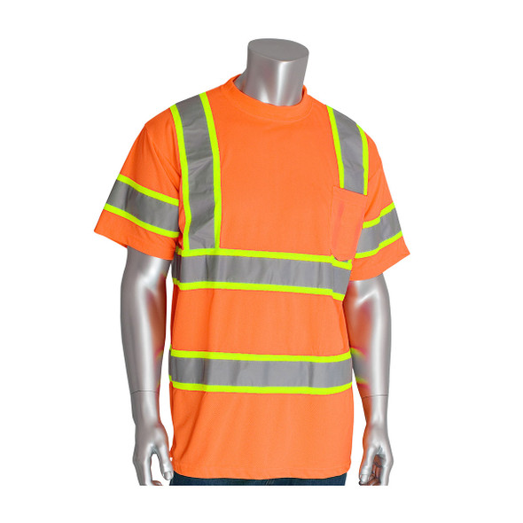 PIP Class 3 Hi Vis Short Sleeve T-Shirt Two Tone Tape 313-CNTSP Orange