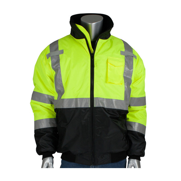 PIP Class 3 Hi Vis Black Bottom Bomber Jacket 333-1740 Yellow