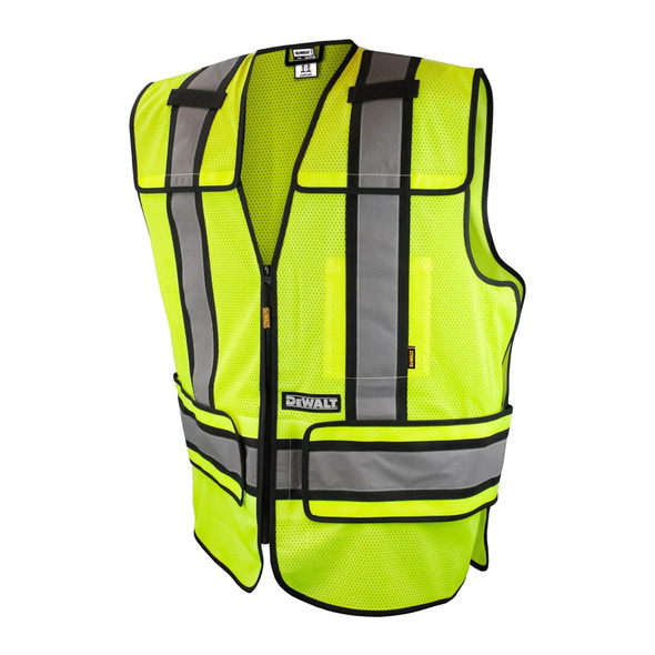 DeWALT Class 2 Hi Vis Lime Adjustable Breakaway Vest DSV421 Front