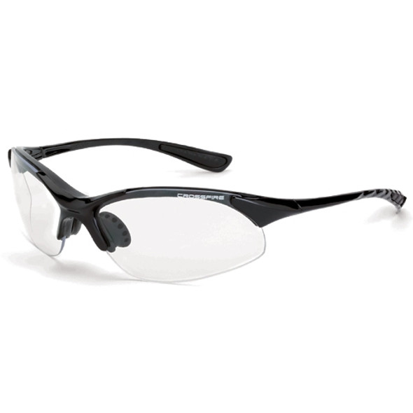 Crossfire XCBR Shiny Black Half-Frame Clear Lens Safety Glasses 1524 - Box of 12