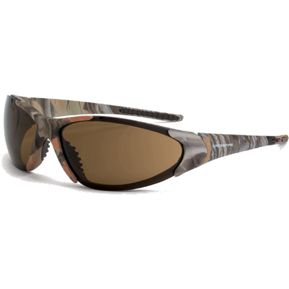 Crossfire Core Woodland Brown Camo Frame HD Brown Lens Safety Glasses 18146 