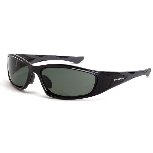 Crossfire MP7 Black Frame Foam Lined Blue-Green Polarized Safety Glasses 24426 - Box of 12
