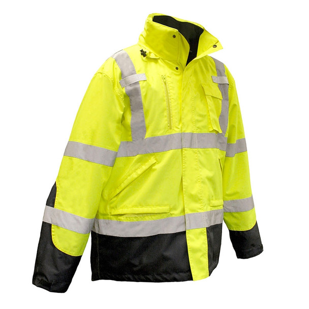 Radians Class 3 Hi Vis Green Black Bottom 3-in-1 Winter Parka SJ410B-3ZGS Front