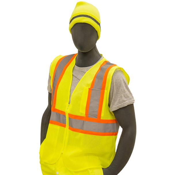 Majestic Class 2 Hi Vis Yellow DOT Striping Safety Vest 75-3217