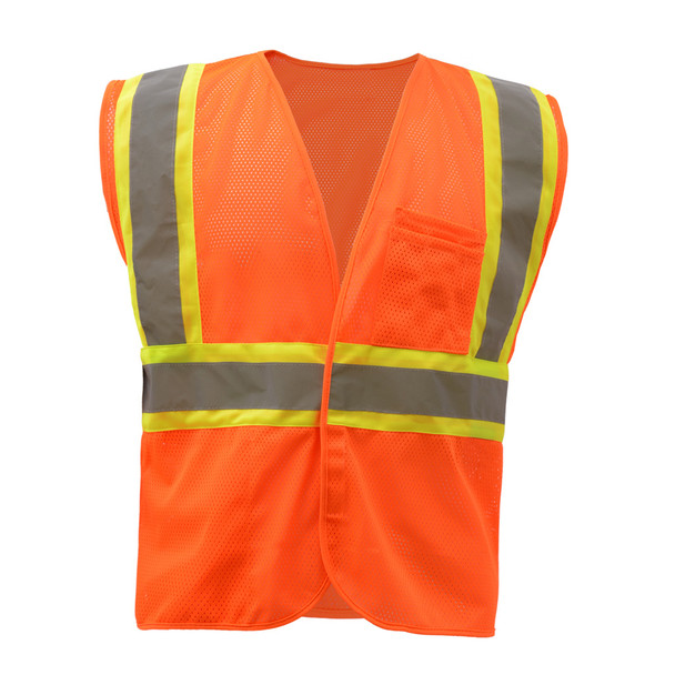 GSS Class 2 Hi Vis Orange Mesh 2 Tone Hook and Loop Vest 1008