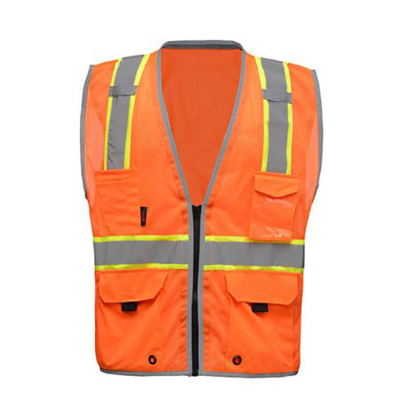 GSS Class 2 Hi Vis Orange Vest with Black Sides and Zipper 1704