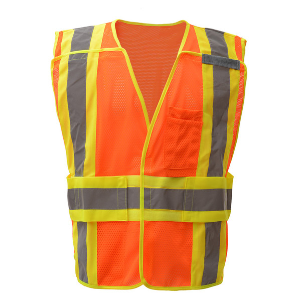 GSS Class 2 Hi Vis Orange Adjustable Vest with 2 Tone Trim 1804 Front