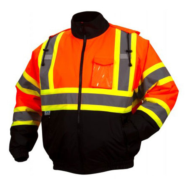 Pyramex Class 3 Hi Vis X-Back Two-Tone Orange Black Bottom Jacket RCJ3220 Front