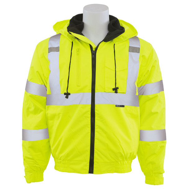 ERB Class 3 Hi Vis Lime 3-in-1 Bomber Safety Jacket W510 Front