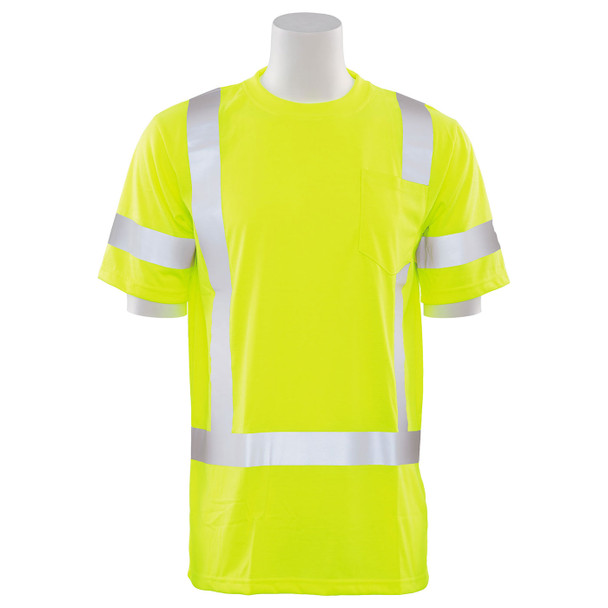 ERB Class 3 Hi Vis Lime Moisture Wicking T-Shirt 9801S-L Front