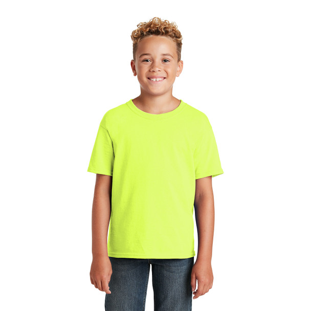 Jerzees Non-ANSI Hi Vis Safety Youth Dri-Power Cotton Poly T-Shirt 29B Safety Green