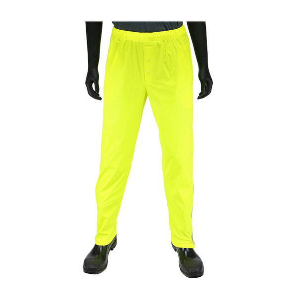 West Chester Non-ANSI Hi Vis Yellow Stretch Rain Pants 4540P Front