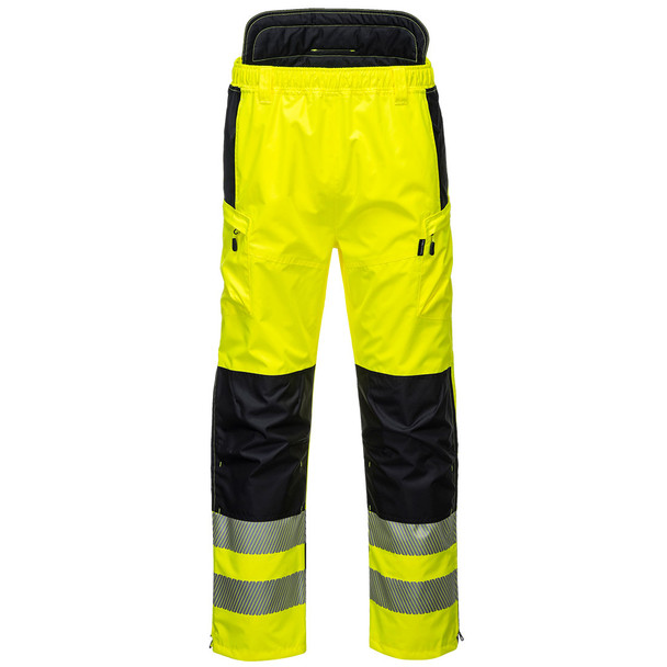 PortWest Class E Hi Vis Yellow Extreme Rain Pants PW342 Front