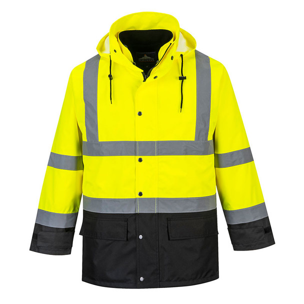 PortWest Class 3 Hi Vis 5-in-1 Executive Jacket US768 Yellow/Black Front