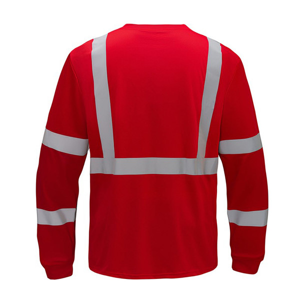 GSS Non-ANSI Hi Vis Reflective Red with Black Bottom Long Sleeve T-Shirt 5134 Back