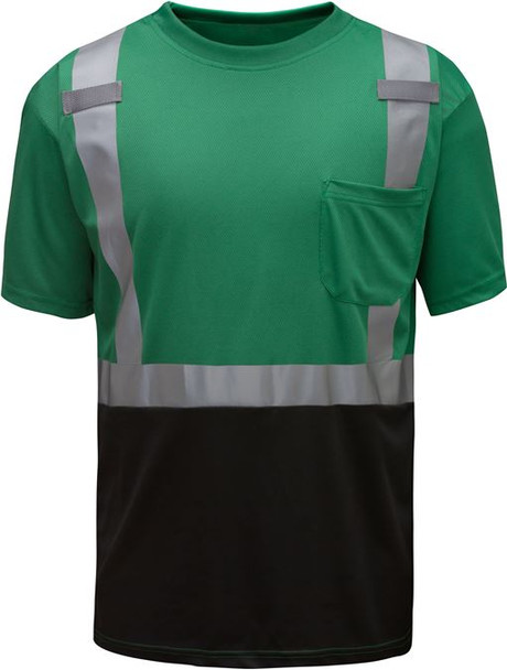 GSS Non-ANSI Hi Vis Reflective Green with Black Bottom T-Shirt 5122