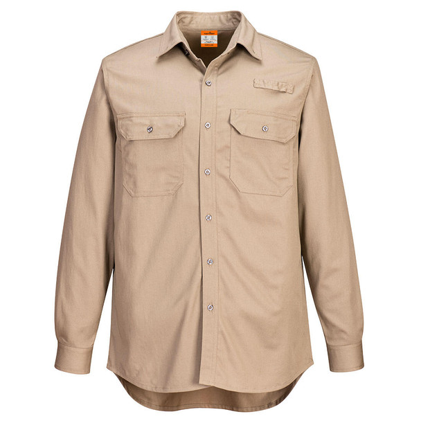 PortWest Vented FR Shirt Khaki - Navy FR705