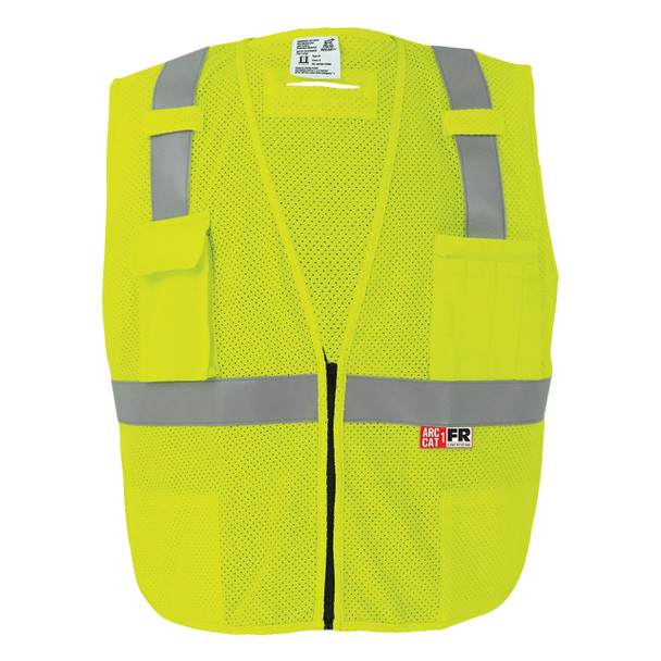 FrogWear® Class 2 HV Flame-Resistant High-Visibility Yellow-Green Surveyors Vest GLO-022FR