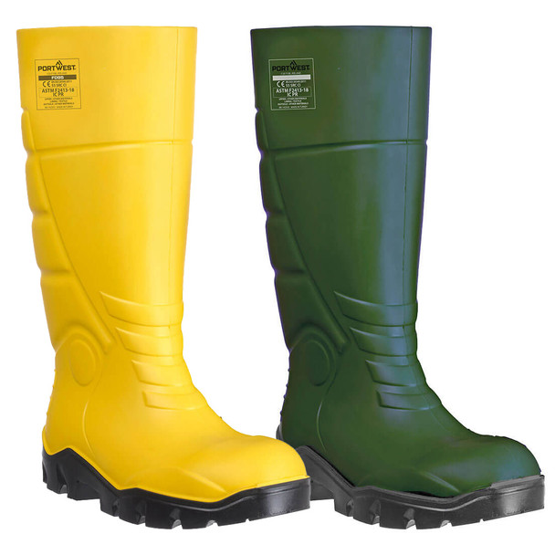Portwest PU Safety Rain Boot S5 CI FO SR Green Yellow