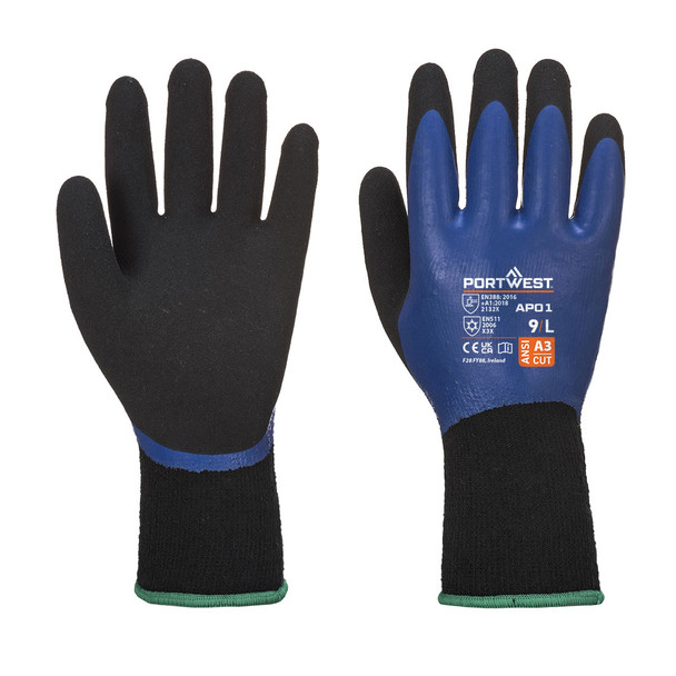 Portwest Cold 13 Latex Aqua Glove Blue-Black AP01