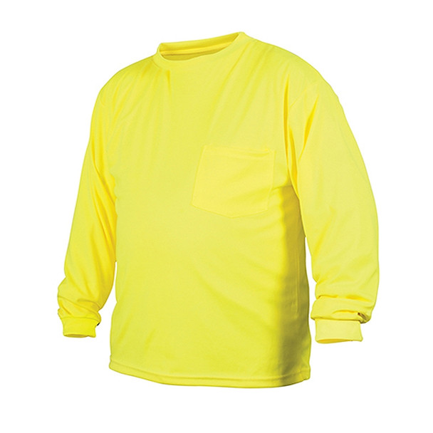 Pyramex Non-ANSI Hi Vis Lime Long Sleeve Moisture Wicking T-Shirt RLTS3110NS Front