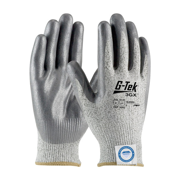 PIP Case 72 Pair A2 Cut Level G-TEK 3GX Gray Dyneema Nylon Smooth Grip Safety Gloves 19-D350