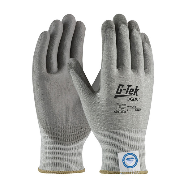 PIP Case of 72 Pair A3 Cut Level G-TEK Gray Smooth Grip Work Gloves 19-D360