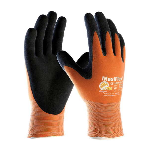 PIP Case of 144 Pair MaxiFlex Hi-Vis Orange Nylon Glove Foam Grip Gloves 34-8014